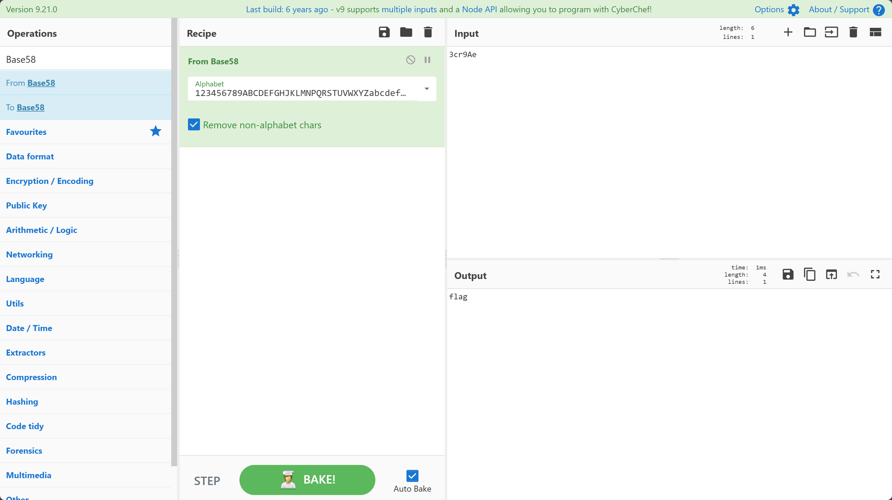 CyberChef的Base58解码